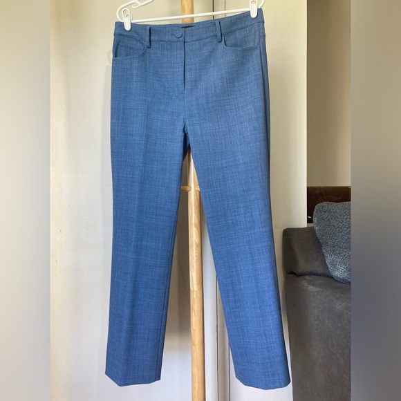 Theory Wool Blend Denim Portland Chambray Casual Straight Leg Trouser Pants - Picture 6 of 17
